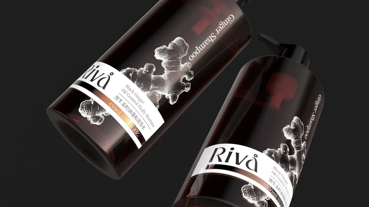 案例优选:Rivå 黑生姜控油蓬松洗发水包装设计|包装设计·设计案例精选