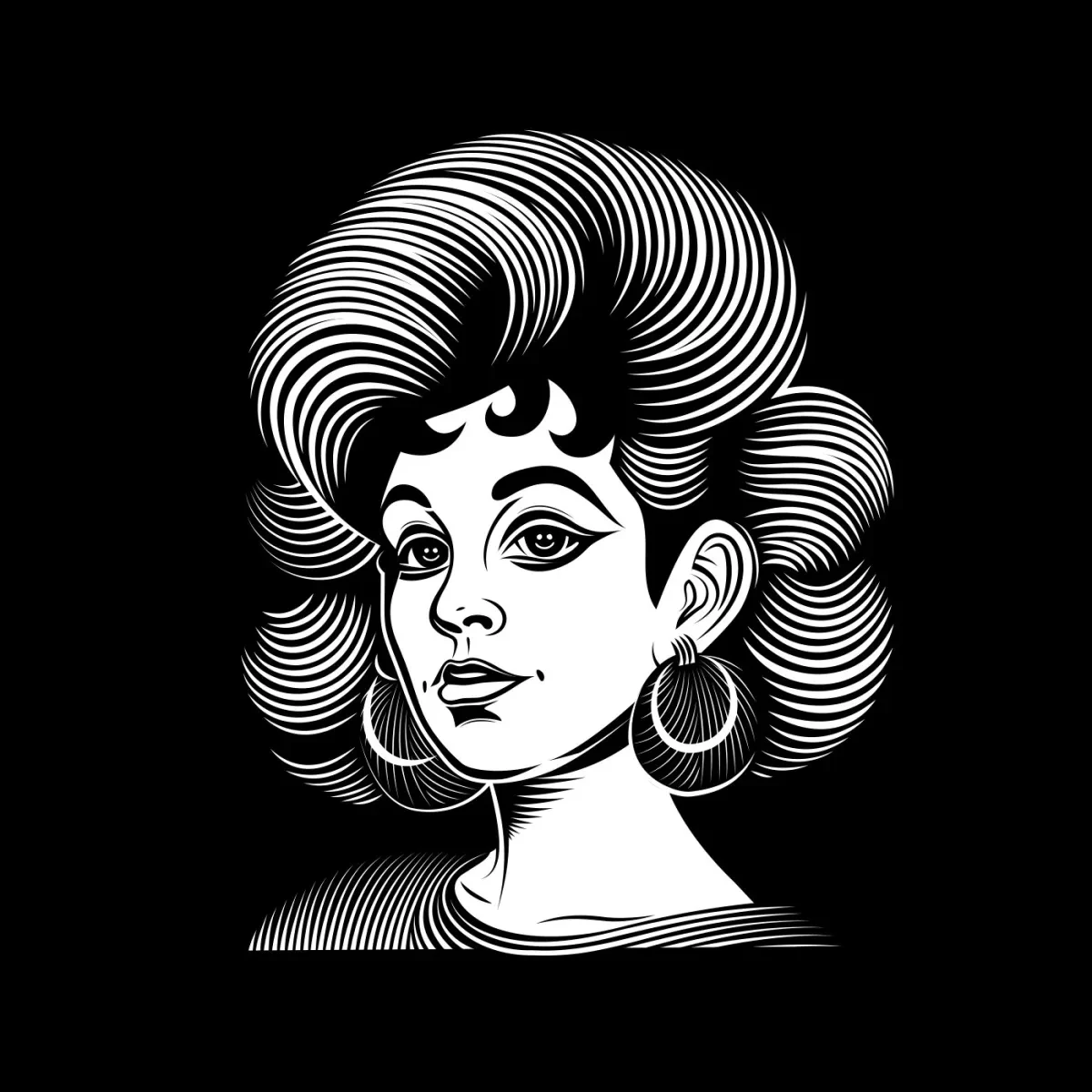 作品欣赏：矢量绘画插画设计黑白人物线条插画设计｜插画设计·设计精选