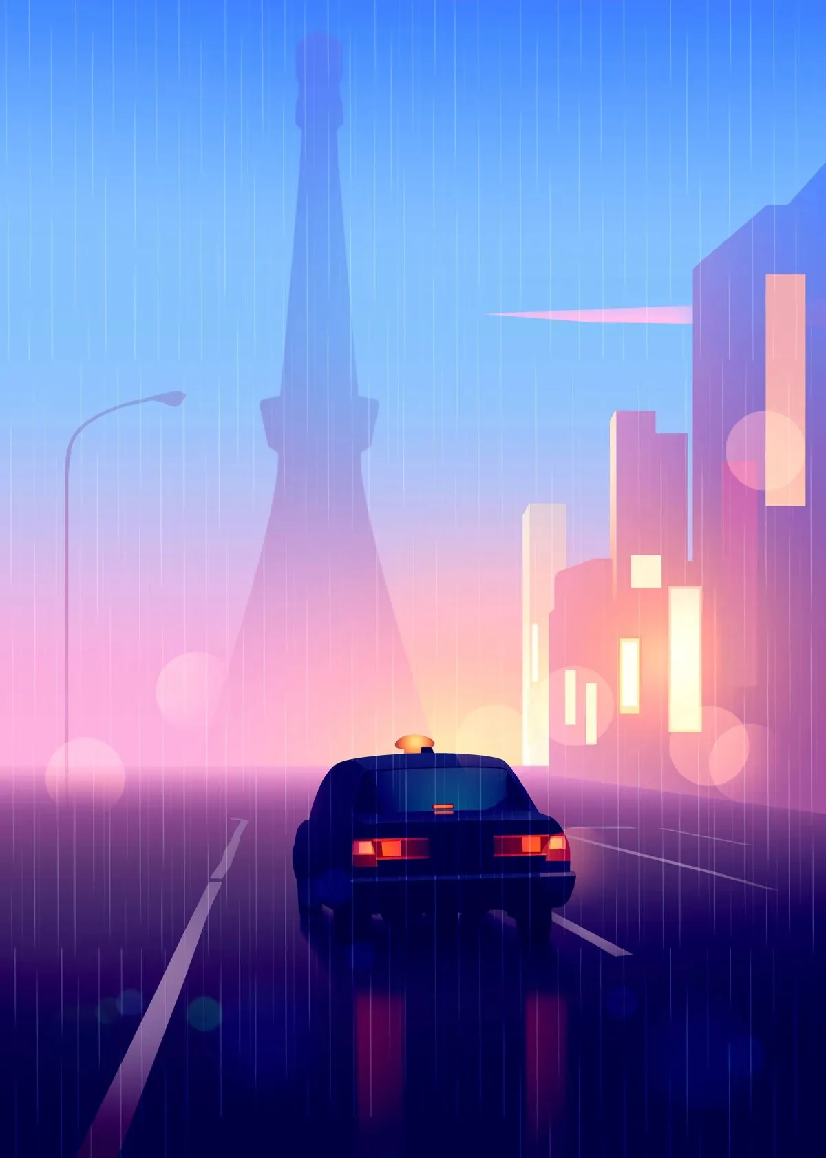 作品欣赏：华灯初夏城市夜景插画视觉欣赏