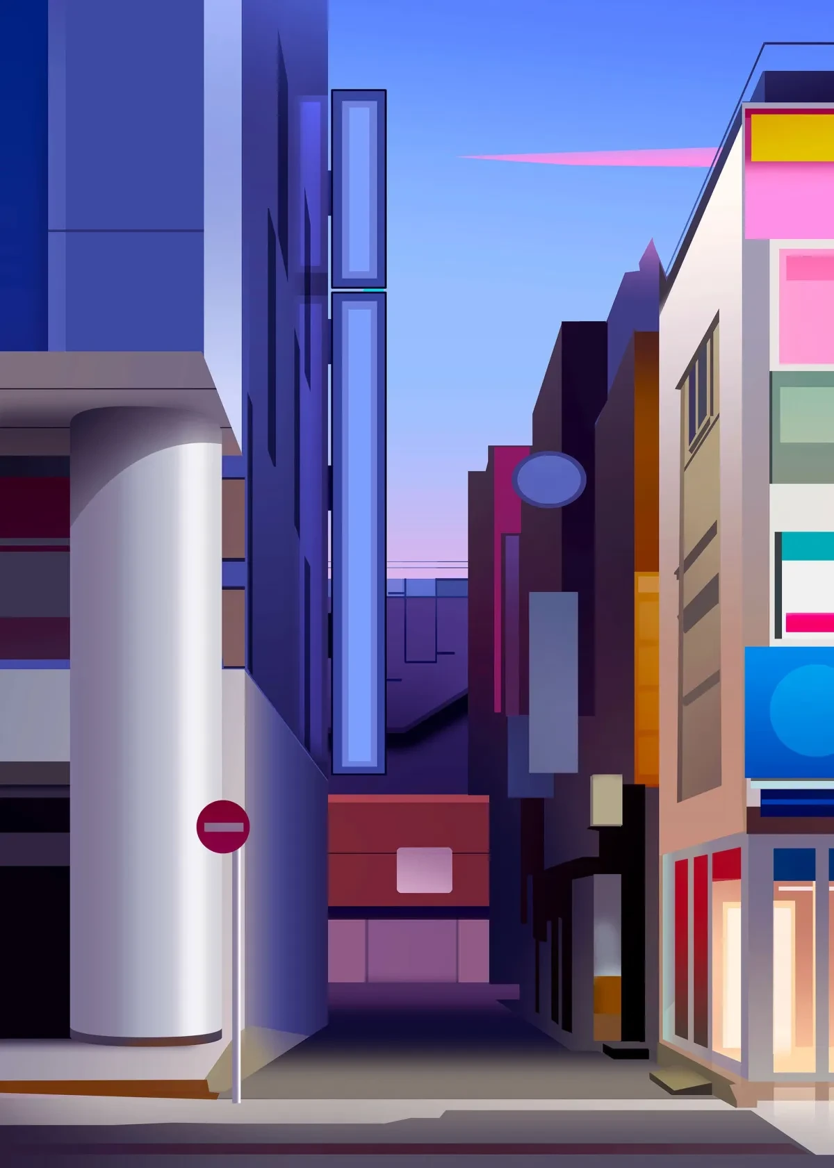 作品欣赏：华灯初夏城市夜景插画视觉欣赏