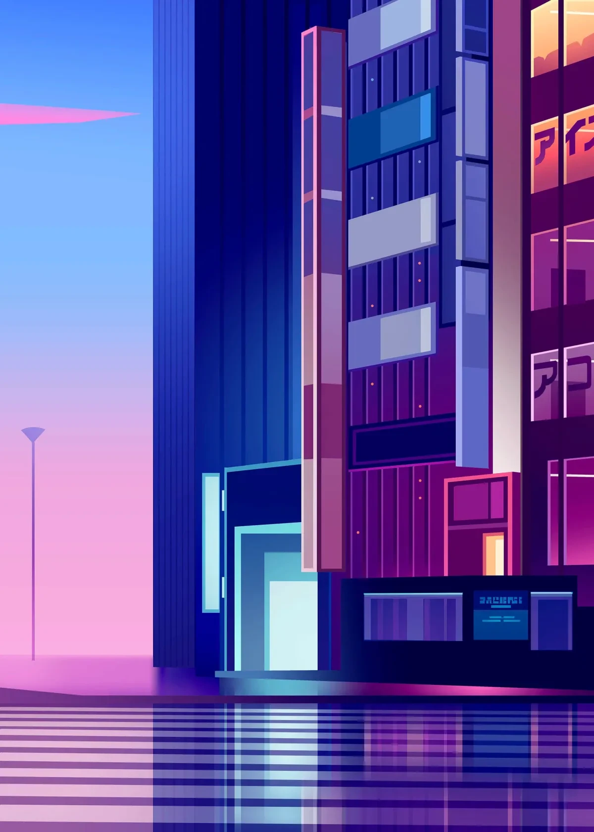 作品欣赏：华灯初夏城市夜景插画视觉欣赏