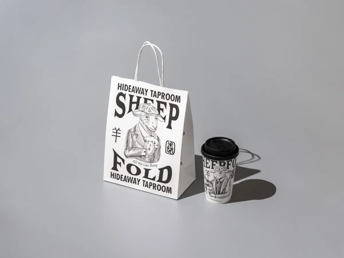 作品欣赏：羊圈酒馆SheepFold 品牌视觉设计图形标签贴纸设计