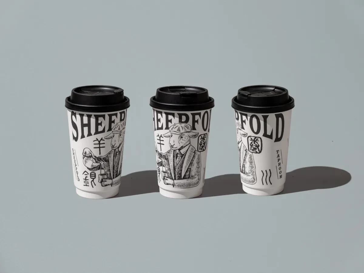 作品欣赏：羊圈酒馆SheepFold 品牌视觉设计图形标签贴纸设计