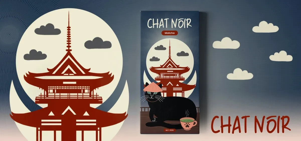 案例优选：黑色可爱猫咪卡通巧克力美食外包装设计｜包装设计·设计精选