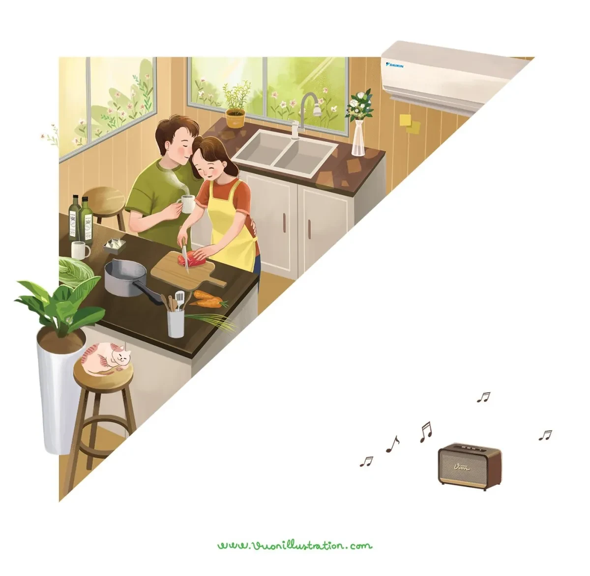 作品欣赏：家是最舒服的地方日历画册商业插画设计｜插画设计·设计精选