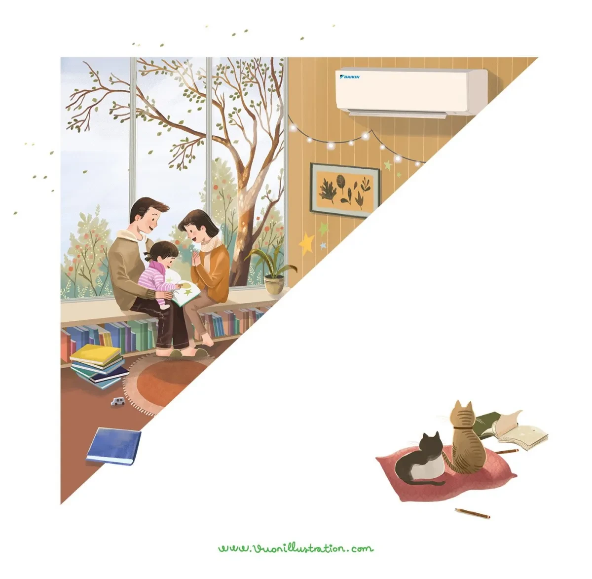 作品欣赏：家是最舒服的地方日历画册商业插画设计｜插画设计·设计精选