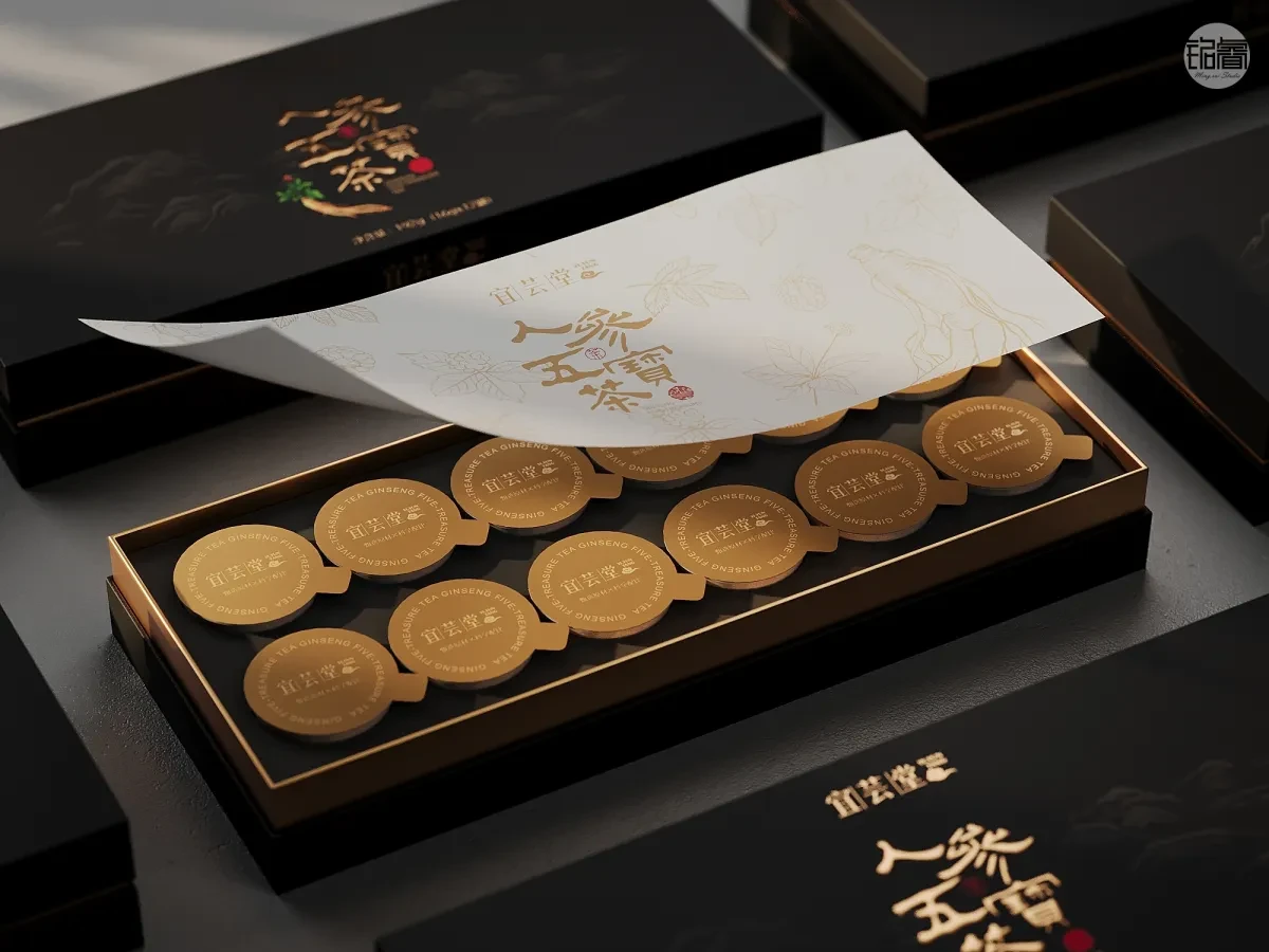 案例优选:五宝精粹 茶韵天成 人参五宝茶包装设计 铭睿益创|包装设计·设计案例精选