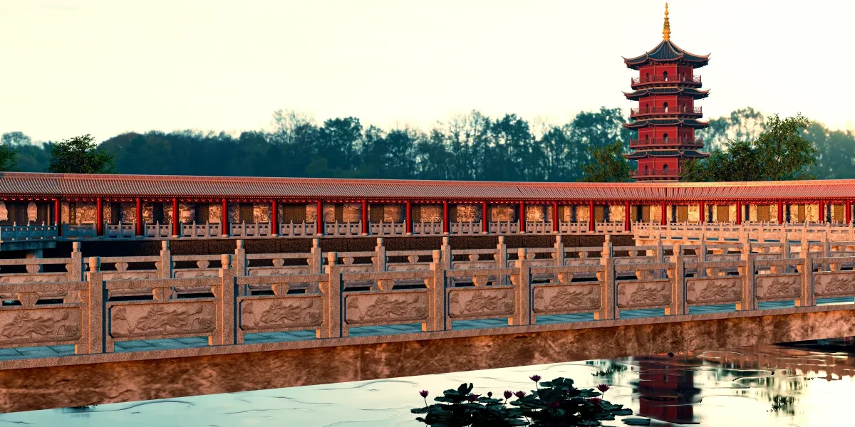 案例优选：中国古建筑长廊（宁波珠明禅寺）｜设计案例精选