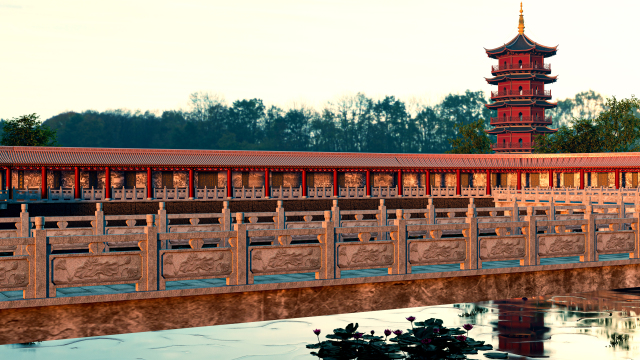 案例优选：中国古建筑长廊（宁波珠明禅寺）｜设计案例精选