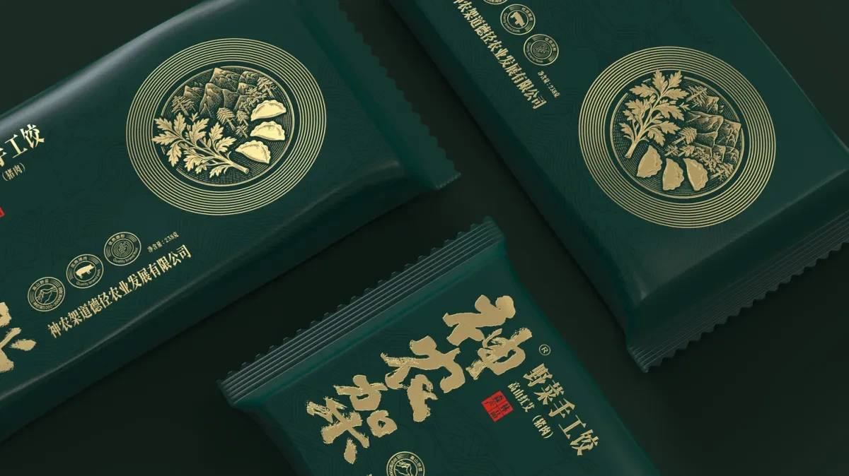 案例优选:神农架野菜水饺包装设计 饺子包装设计 速冻食品的包装设计|包装设计·设计案例精选