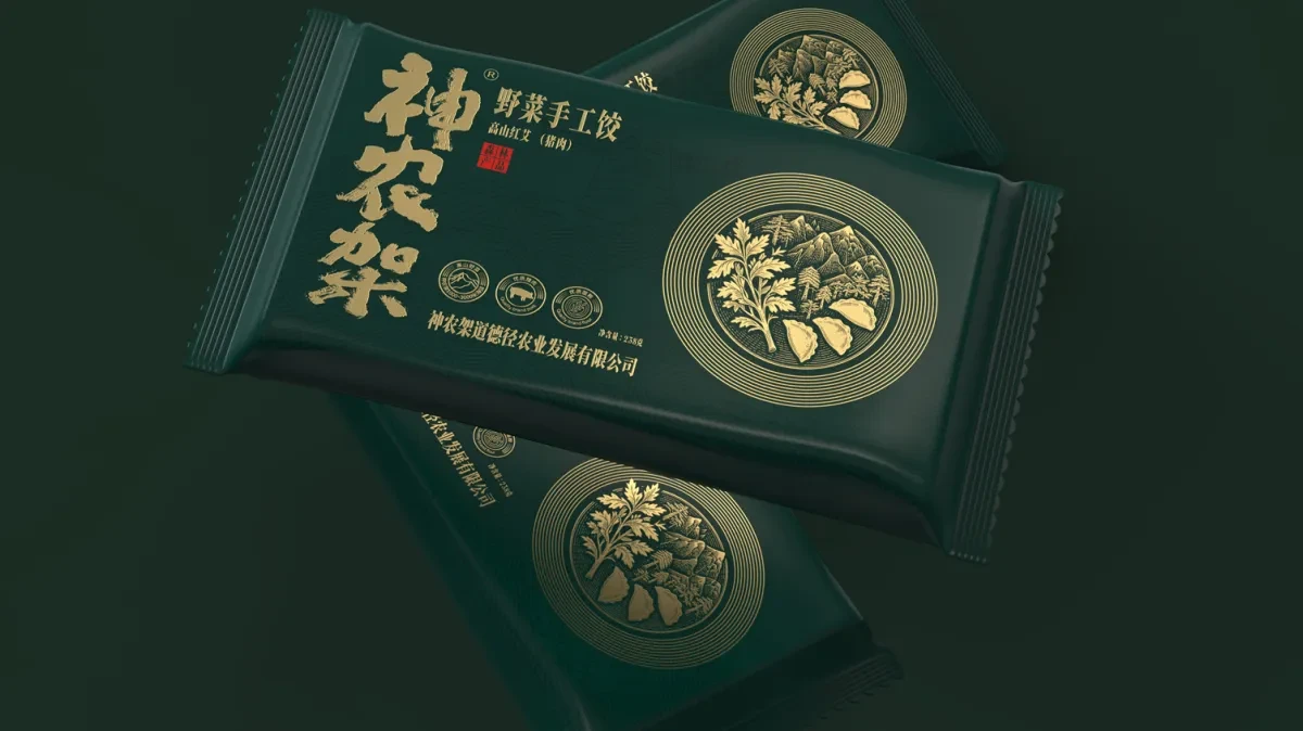 案例优选:神农架野菜水饺包装设计 饺子包装设计 速冻食品的包装设计|包装设计·设计案例精选