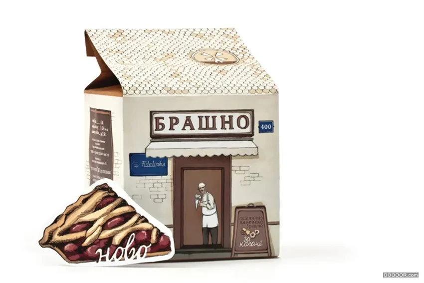 案例优选：FLOUR创意怀旧小房子造型面包糕点包装｜包装设计·创意设计精选