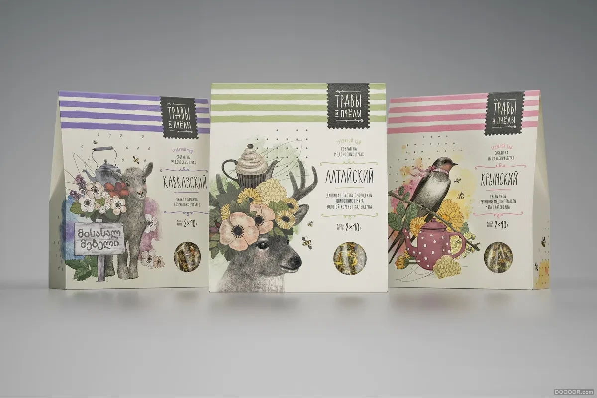 案例优选：HERBS & BEES - 草药&蜂蜜俄罗斯花草茶品牌包装设计｜包装设计·设计精选