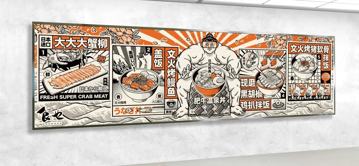 案例优选：食也日料主画面插画｜插画设计·设计精选