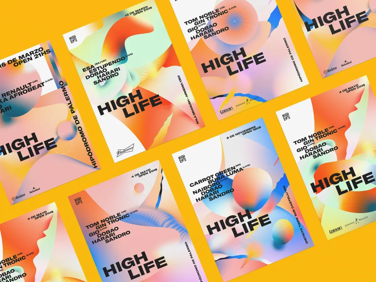 作品欣赏：Highlife阿根廷品牌色彩渐变标识品牌视觉设计