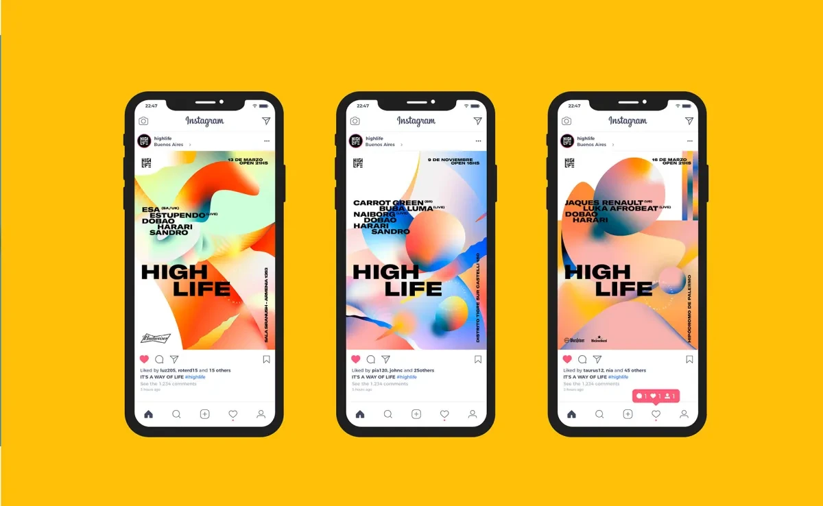 作品欣赏：Highlife阿根廷品牌色彩渐变标识品牌视觉设计