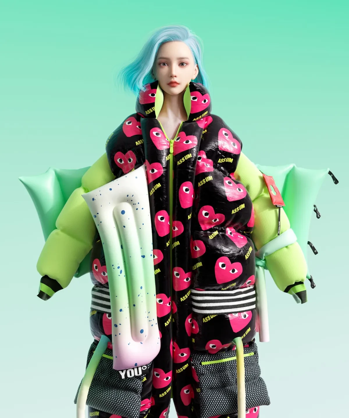 作品欣赏：3D时尚羽绒服角色服饰建模渲染设计