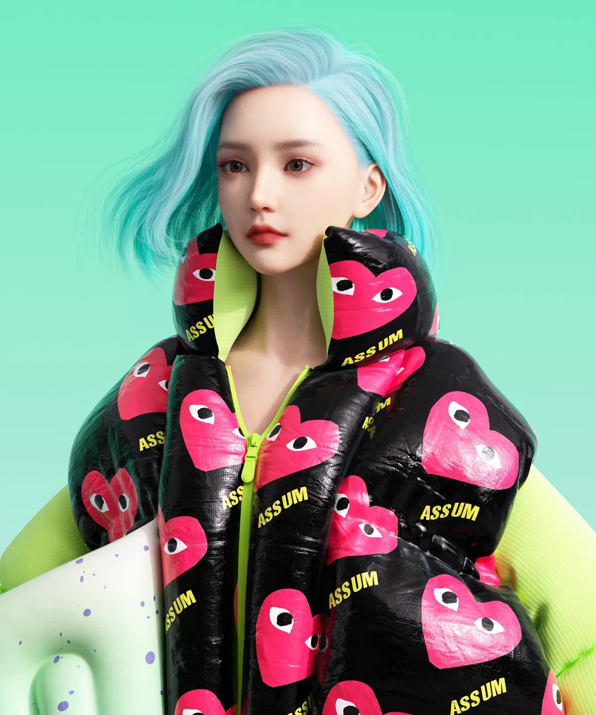 作品欣赏：3D时尚羽绒服角色服饰建模渲染设计