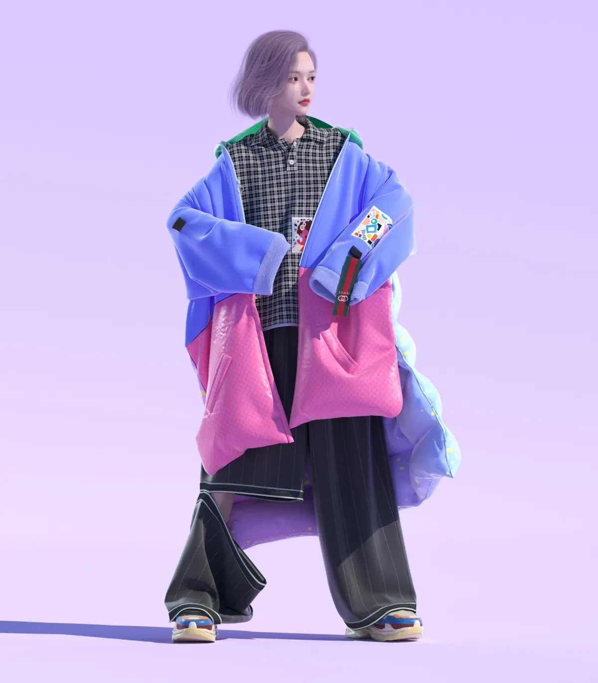 作品欣赏：3D时尚羽绒服角色服饰建模渲染设计