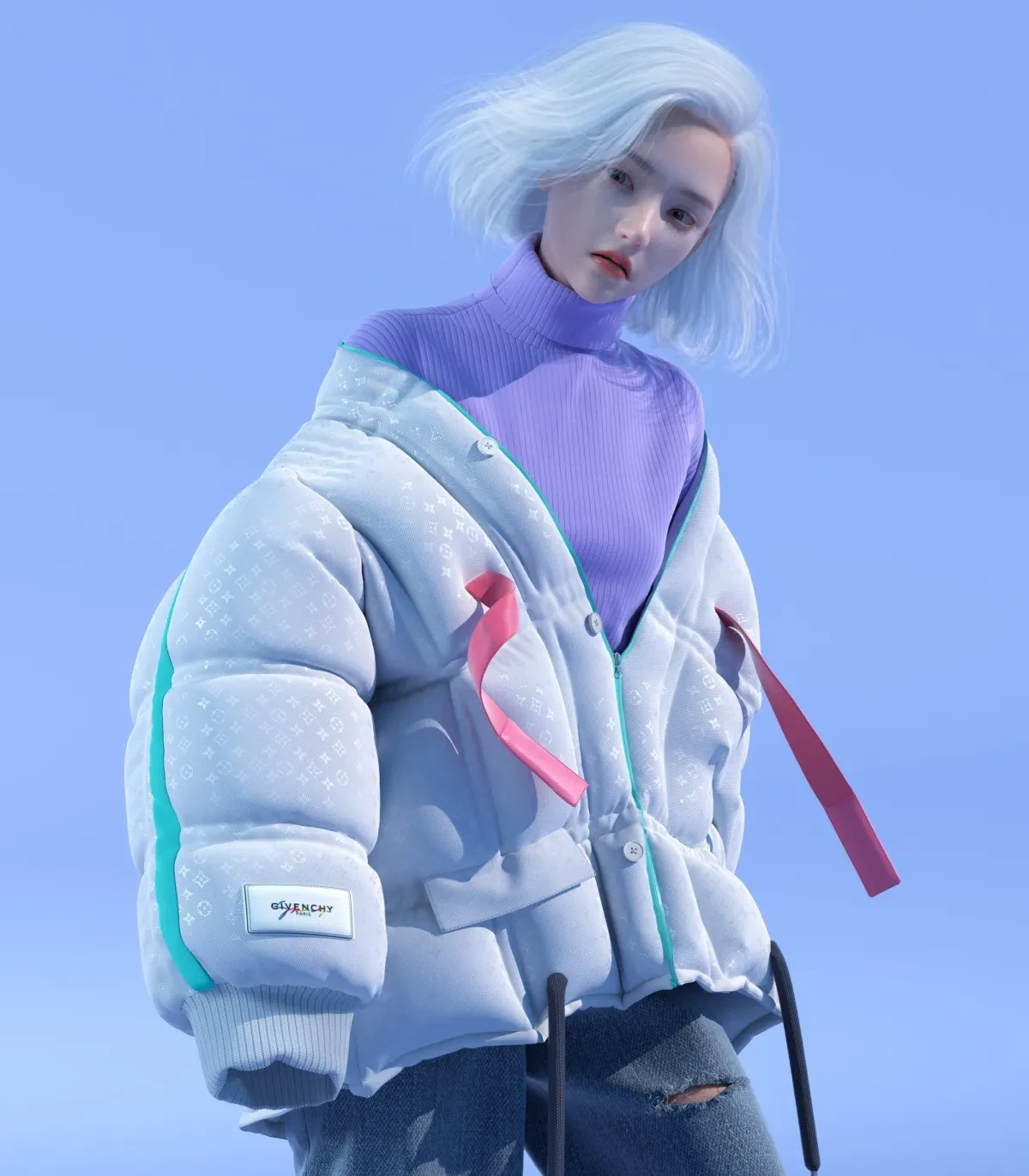 作品欣赏：3D时尚羽绒服角色服饰建模渲染设计