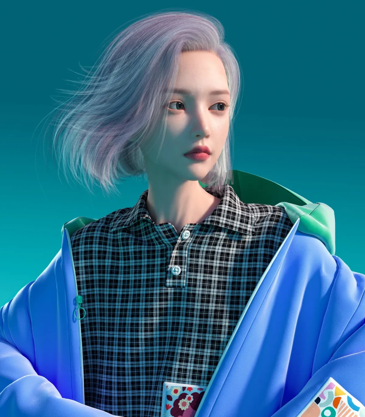 作品欣赏：3D时尚羽绒服角色服饰建模渲染设计