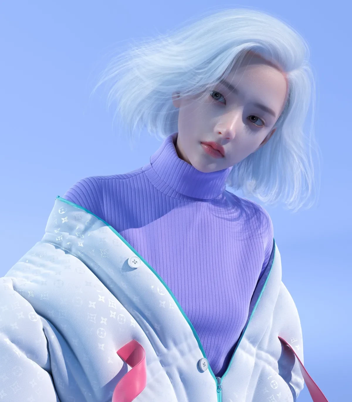 作品欣赏：3D时尚羽绒服角色服饰建模渲染设计