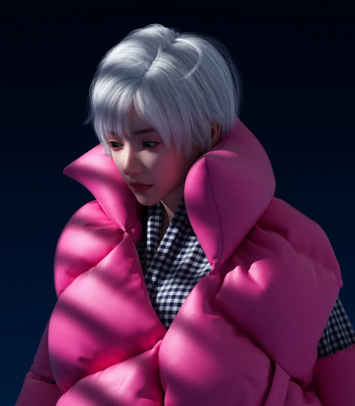 作品欣赏：3D时尚羽绒服角色服饰建模渲染设计