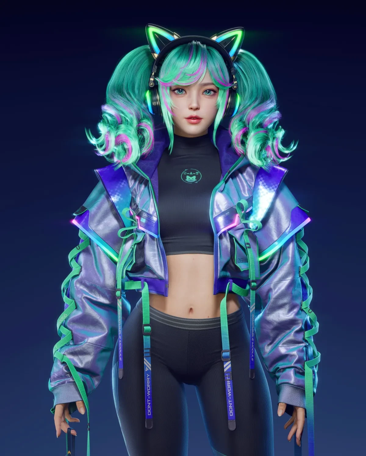 作品欣赏：3D电竞猫女美少女角色建模渲染设计
