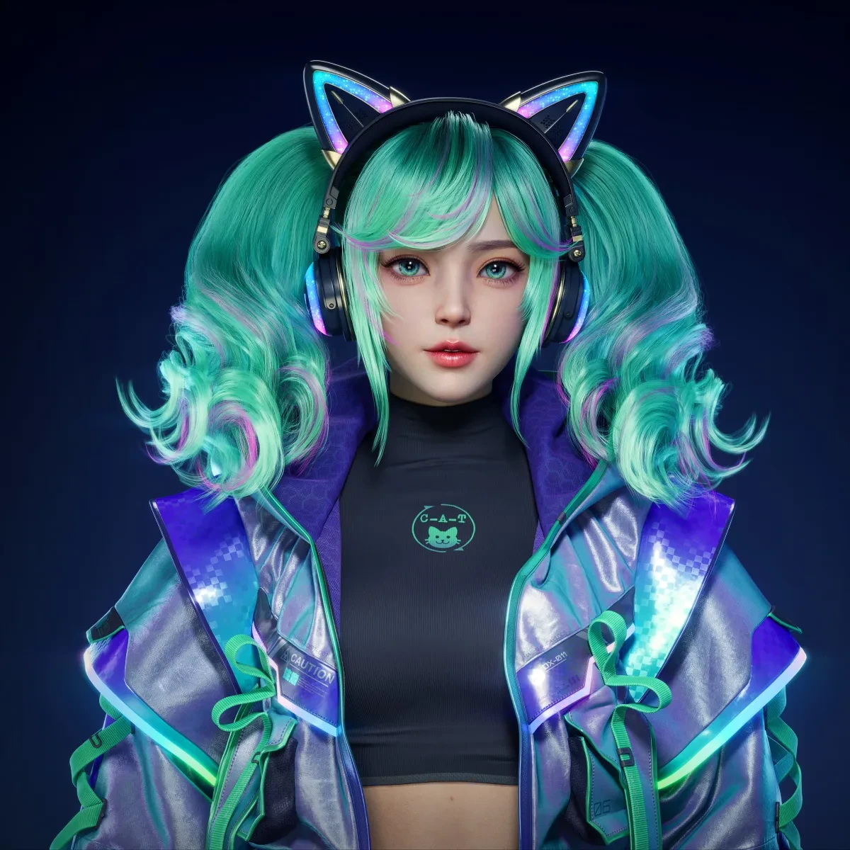 作品欣赏：3D电竞猫女美少女角色建模渲染设计