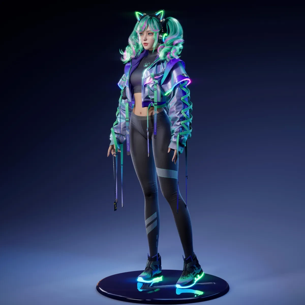 作品欣赏：3D电竞猫女美少女角色建模渲染设计